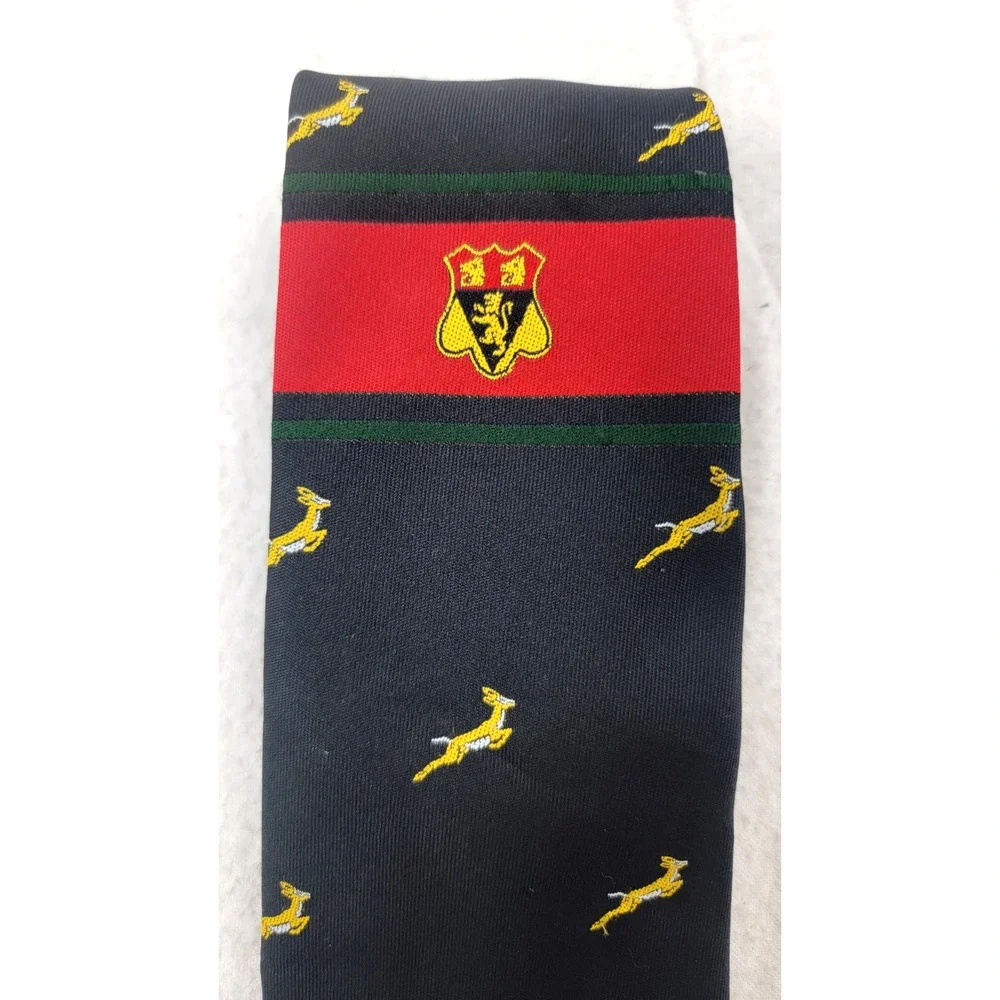 Vintage Allez 90s Antelope Novelty Tie Black Yellow Animal Print
